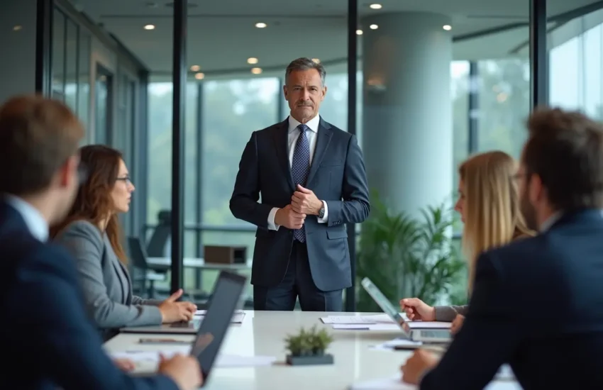 CEO and management team gathering for a project briefing