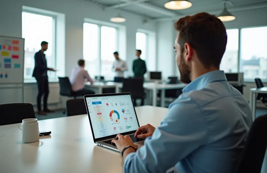 digital marketing staff working on the laptop using No-Code AI
