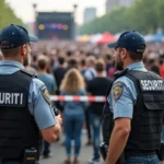 security team managing crowd control at large event