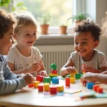 children engaging in collaborative play to support early language development