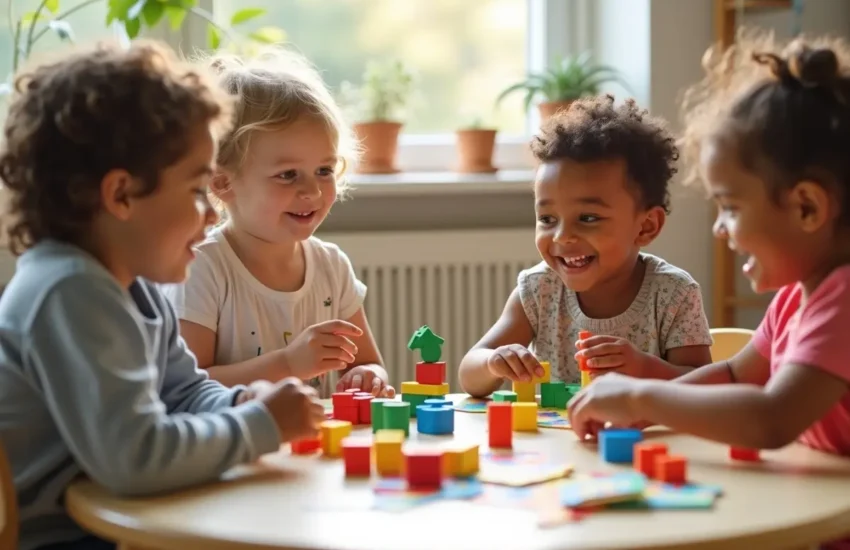 children engaging in collaborative play to support early language development